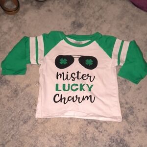Mister Lucky Charm Kids Long Sleeve Tee - Green and White
